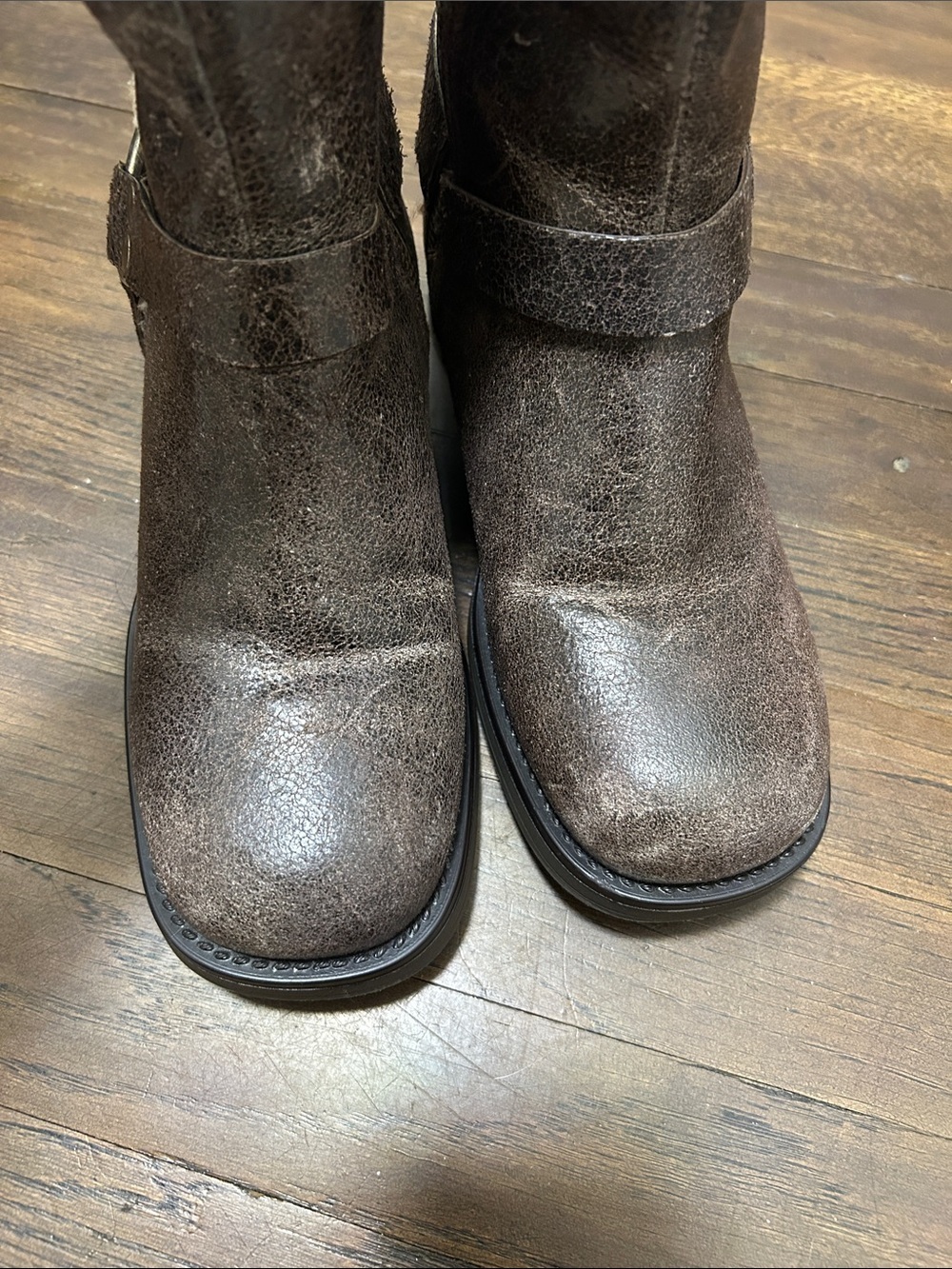 Steve Madden Brixton -F bBrown Lined Distressed Leather Buckle Moto Boots size 6 - Picture 7 of 7